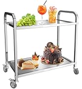 jardinito Chariot de Service INOX Service desserte de Cuisine à roulettes avec roulettes, 2 étagère...