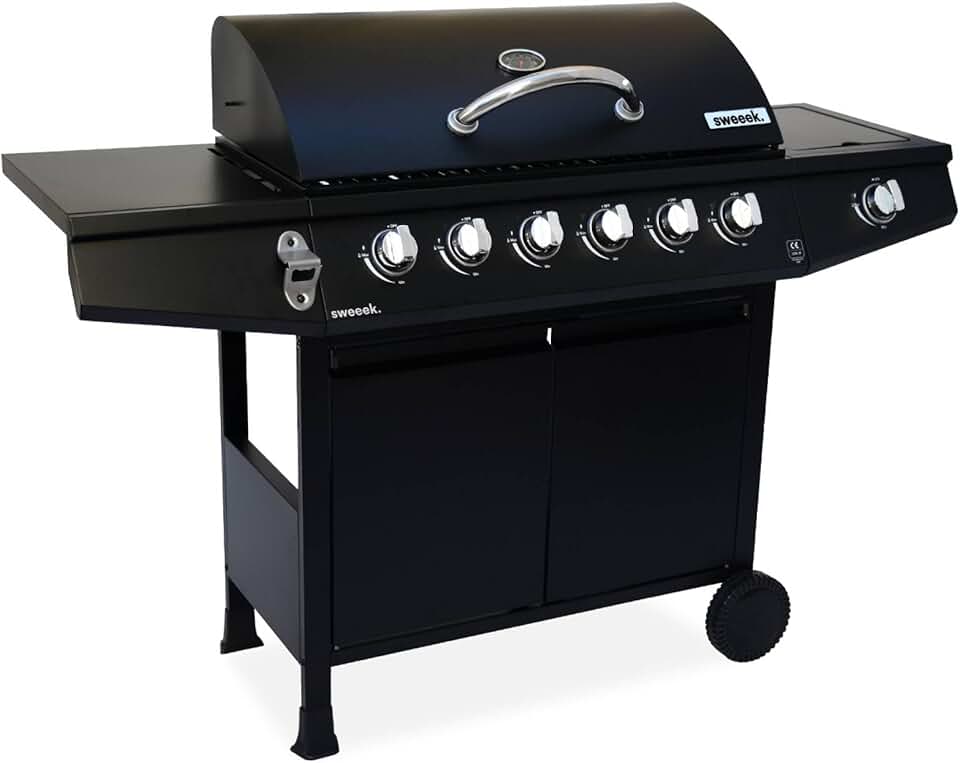 jardinito - Treville série - barbecue gaz 7 brûleurs, thermomètre, feu latéral