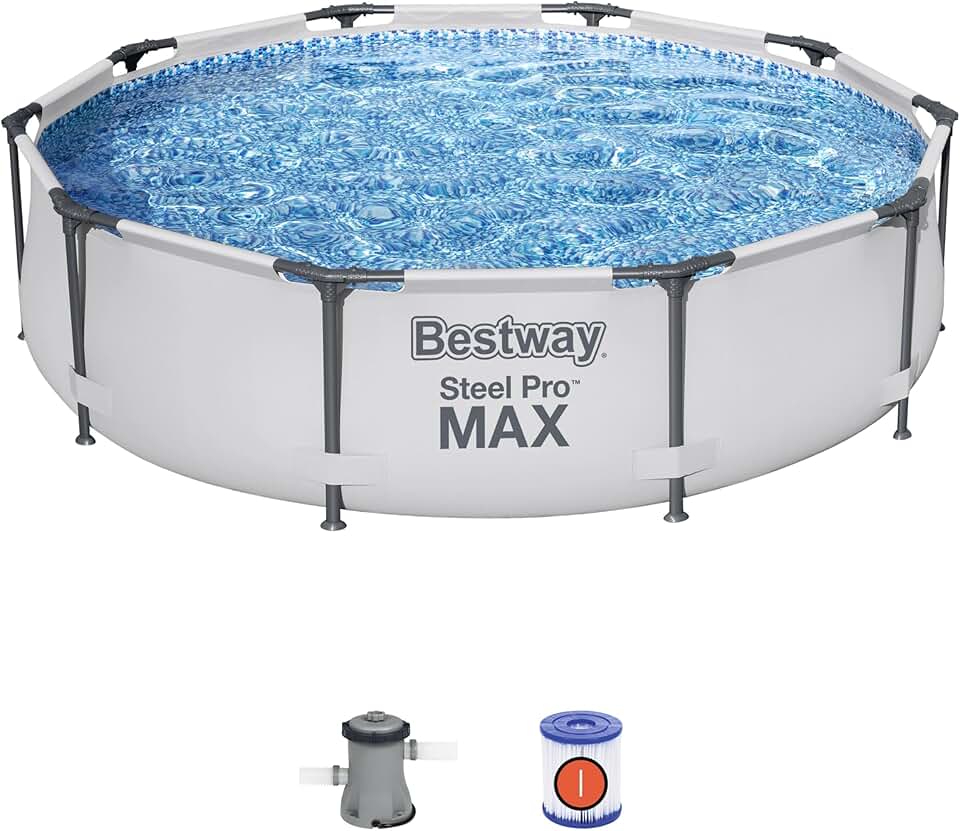 jardinito - Steel Pro Max piscine ronde - 305x76 cm - filtre cartouche