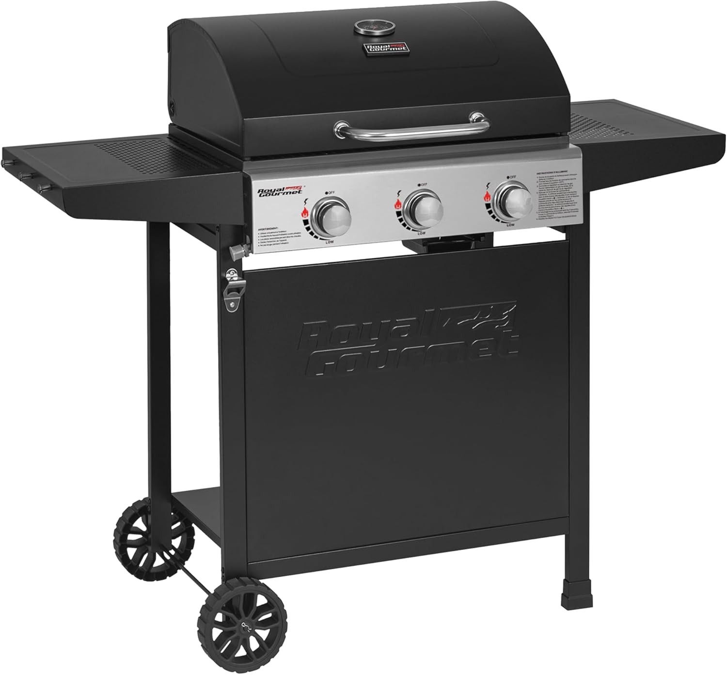 jardinito – BBQ Gaz 3 brûleurs – 9kW – chariot, capot, grilles, jardin