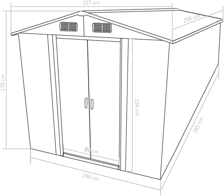 jardinito Abri de Jardin 257x298x178 cm Métal Anthracite,Maison & Jardin, Pelouses & Jardins, Vie en extérieur, Structures extérieures, Cabanes & abris de Jardin, Anthracite (Poids 72.36KG)