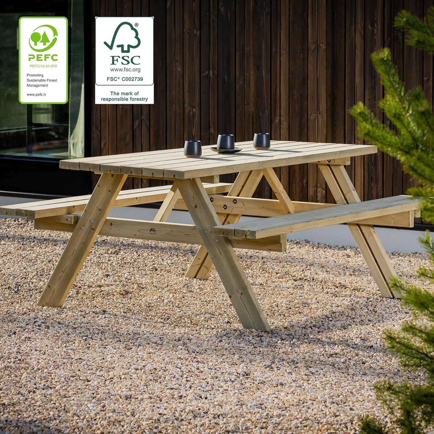 Table de Pique-Nique - Collection UNGURS - Résistante aux intempéries - Sièges pliants, idéale jardin_extérieur - jardinito-
