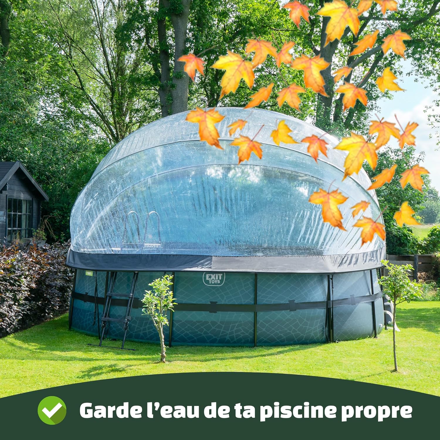 jardinito Piscine Tubulaire Soft Grey avec Dôme Multifonctionnel - ø360x76cm - Piscine Hors Sol Ronde avec Pompe Filtrante à Cartouche - Entrée Basse - Pour l'Eau de la Piscine Propre et Chaude - Gris