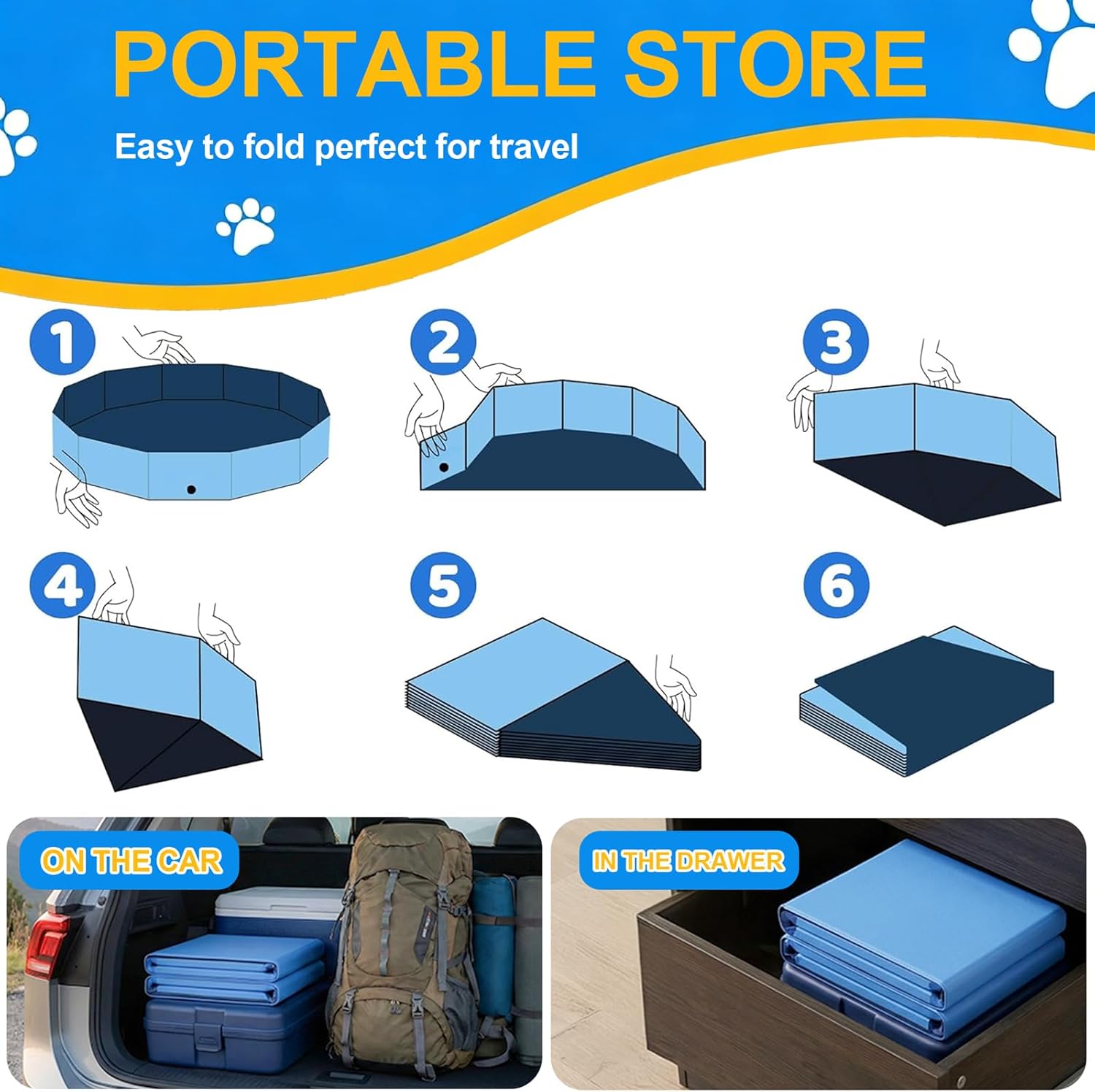 Piscine Chien Pliable, Piscine pour Chien 120x30cm en PVC, Piscine Enfant Stable et Antidérapant, Piscine Portable pour Grand Chien et Animaux de Compagnie Bleu