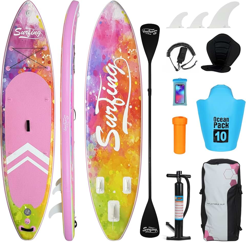 jardinito - Paddle gonflable 320/335cm - 2 pers, siège kayak, 150kg