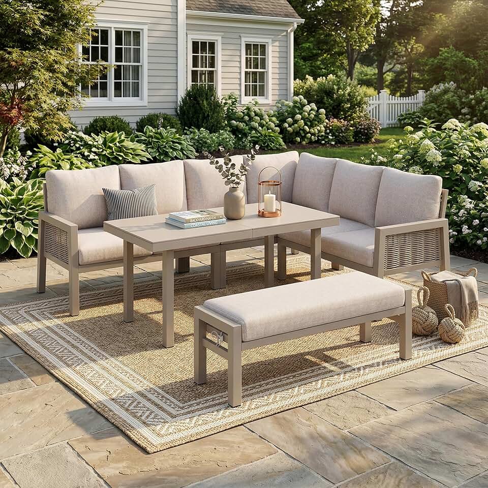 jardinito - I-Kaki - ensemble jardin 8 pers. - fer, verre, corde PE