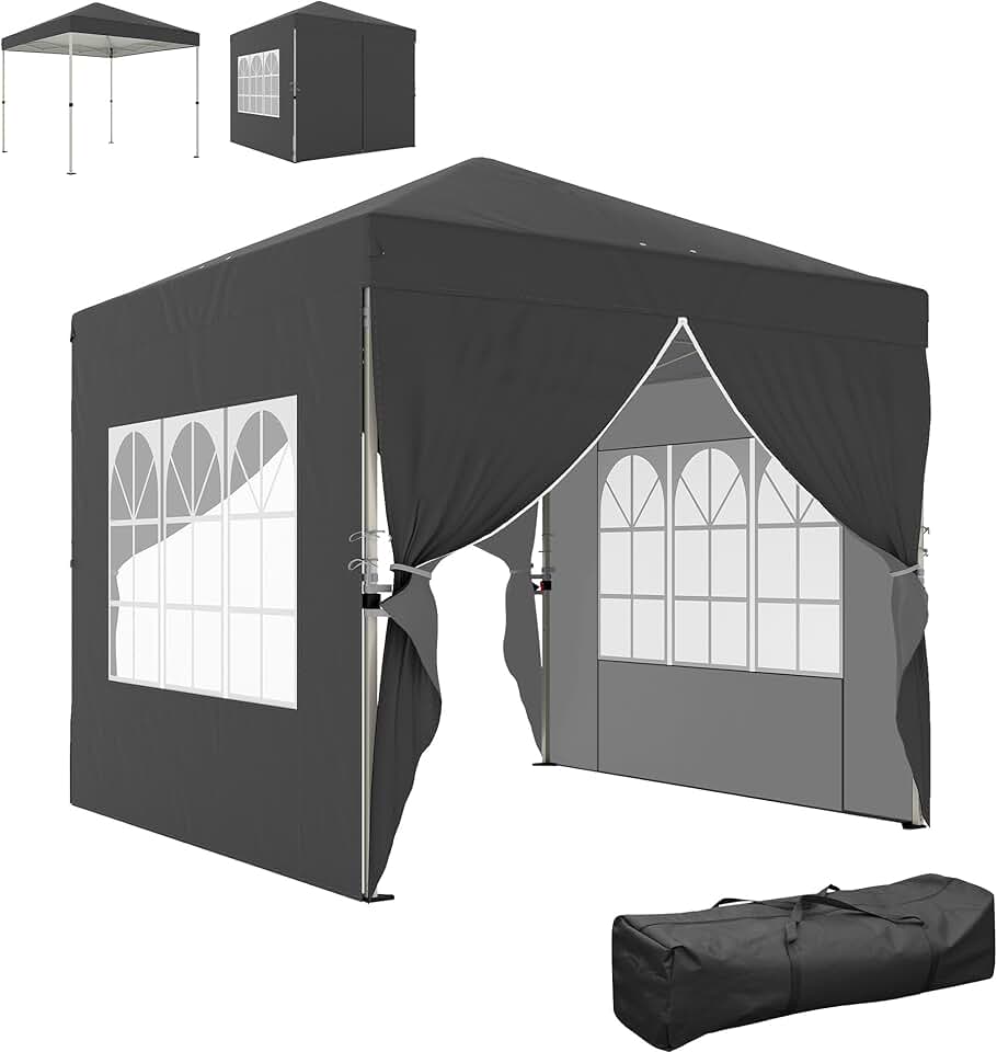 jardinito - tonnelle pop-up Series - 2,5x2,5m - protection UV50+, 4 parois, sac transport, hauteur réglable