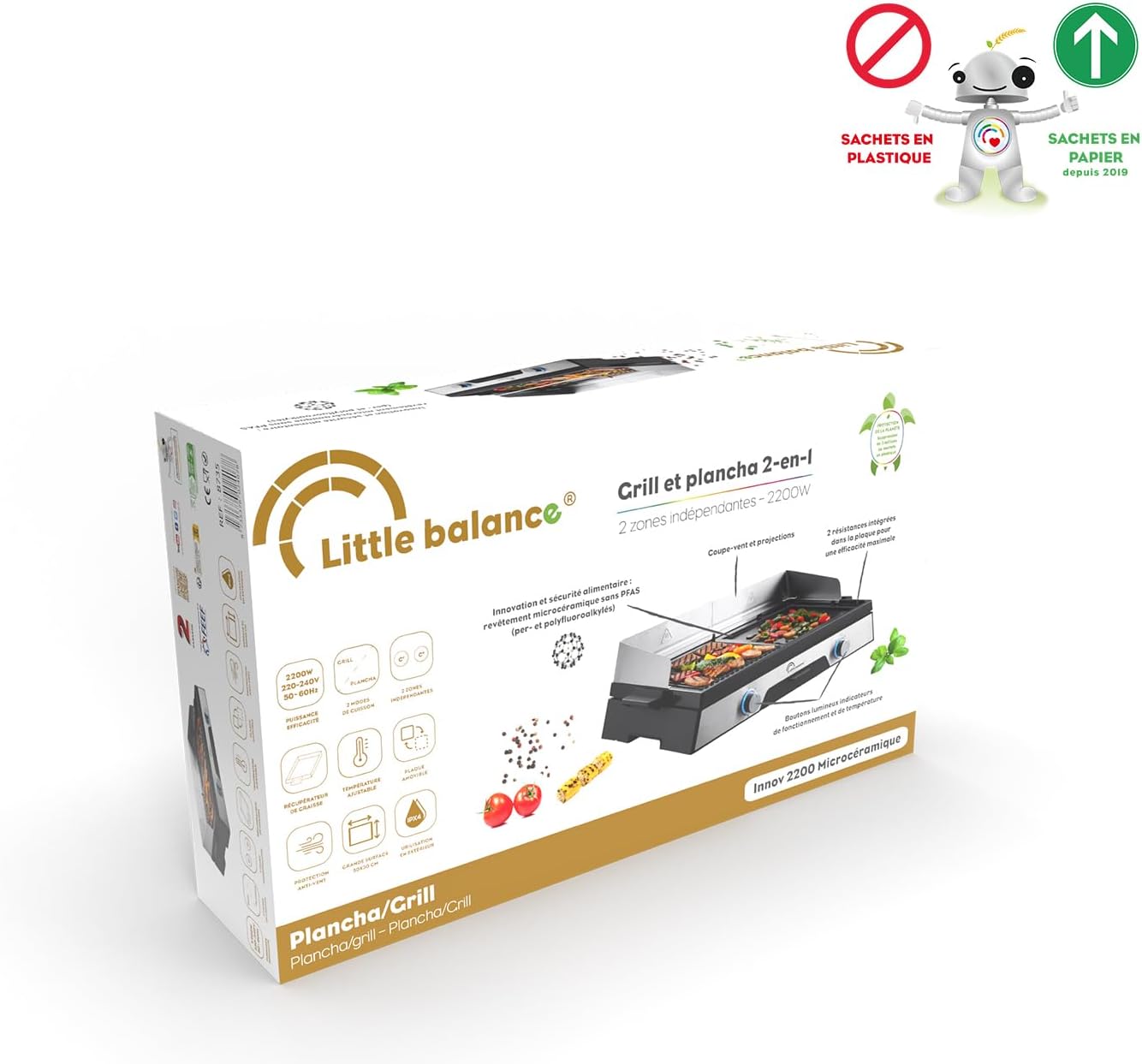 jardinito - Innov 2200 - 40x22cm - plancha microcéramique sans PFAS 8735