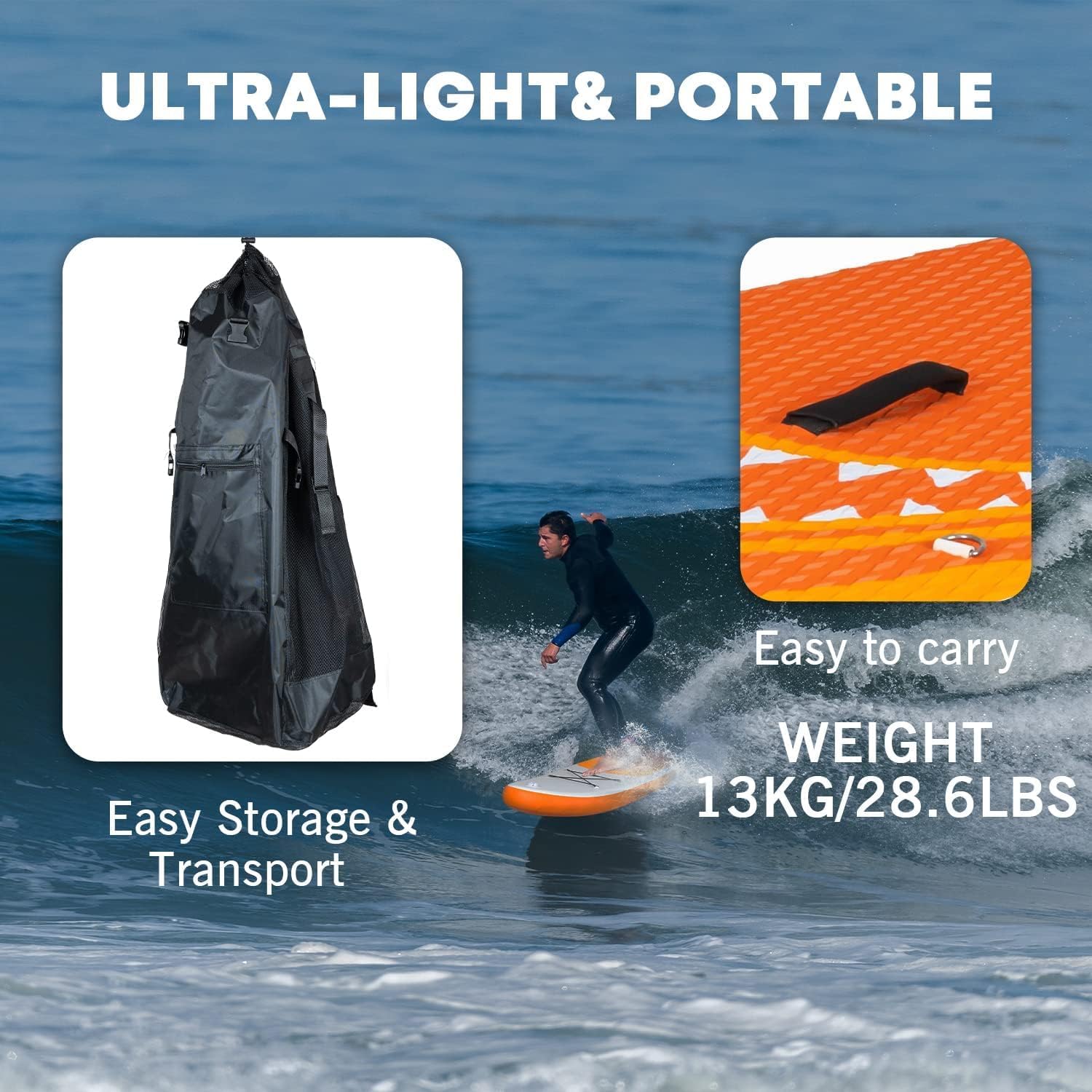 jardinito - Paddle Gonflable Adulte - 320/335cm - 2 personnes, siège kayak, pagaie alu, support caméra, pompe, 150kg