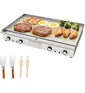 jardinito Plancha électrique,commerciale en acier inoxydable,73cm avec contrôle de température régl...
