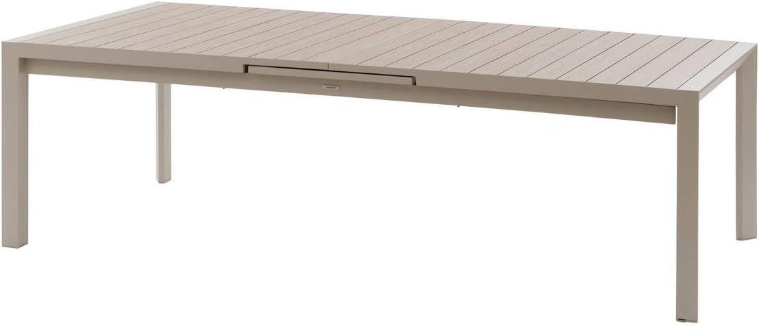 jardinito - Evasion Argile - table extensible 14 places - aluminium bois antirouille, rallonge