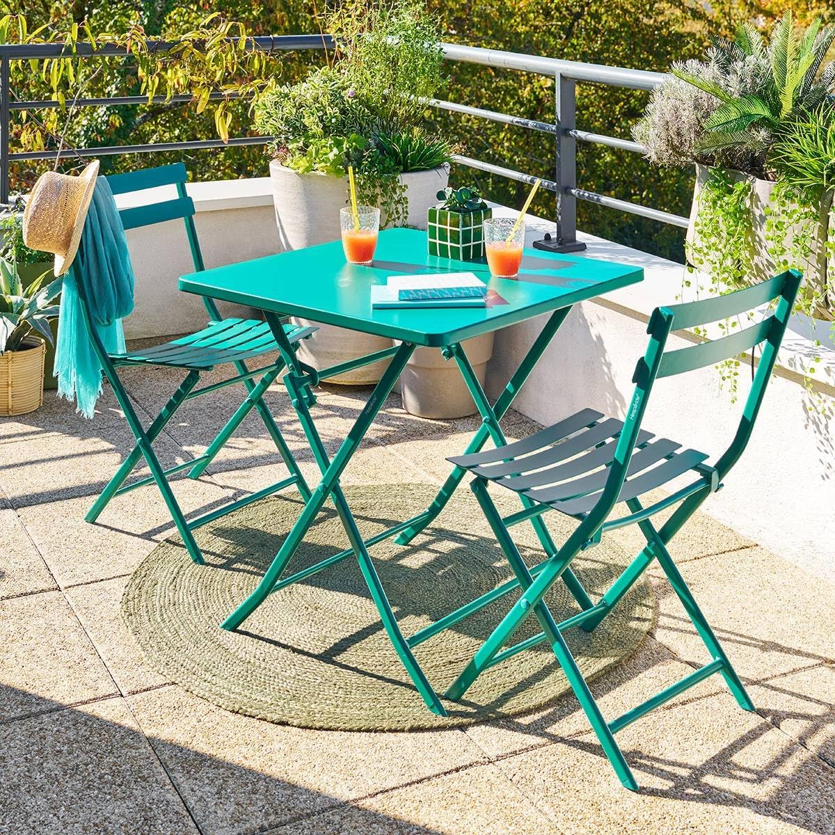 jardinito - Greensboro Opale - 2 places - Acier renforcé antirouille, 55x55 cm