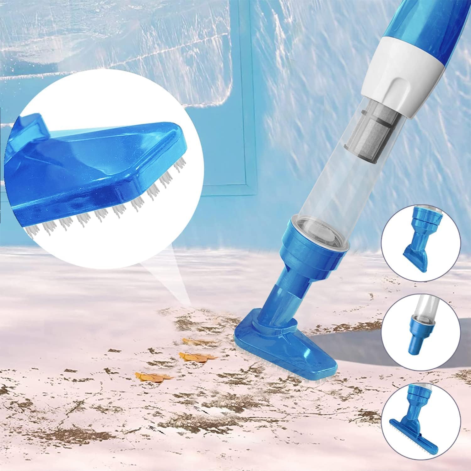 Aspirateur de piscine - sans fil, 90min autonomie, rechargeable, bleu