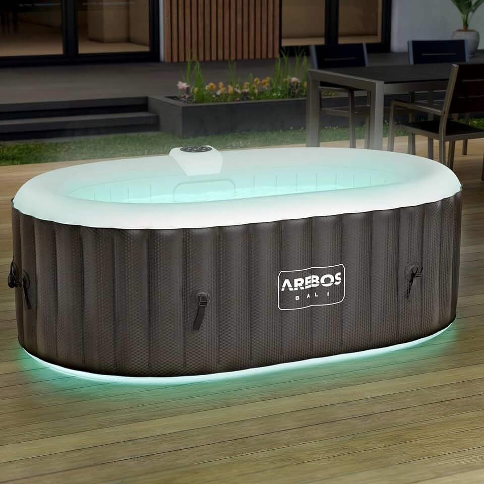 jardinito - Spa LED gonflable 190x120cm, 2 places, 90 jets, 550L