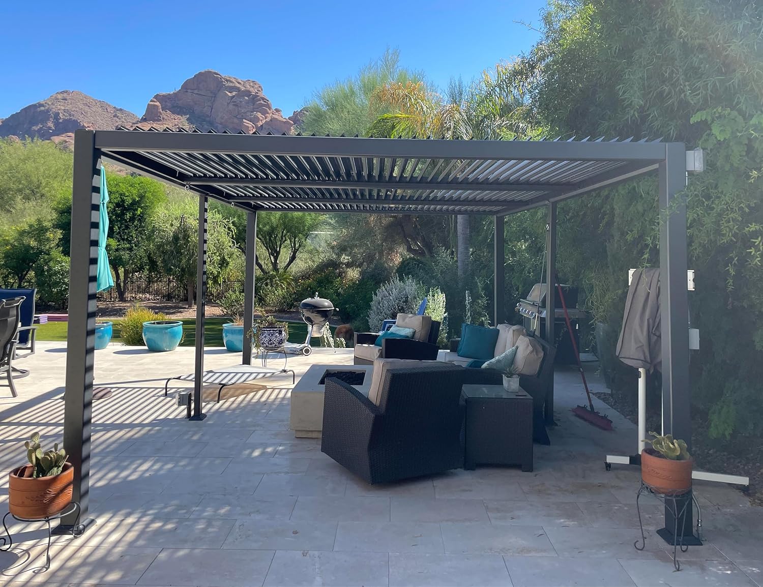 jardinito - pergola bioclimatique - 3,5x6,35m - aluminium, lames orientables, résistante intempéries