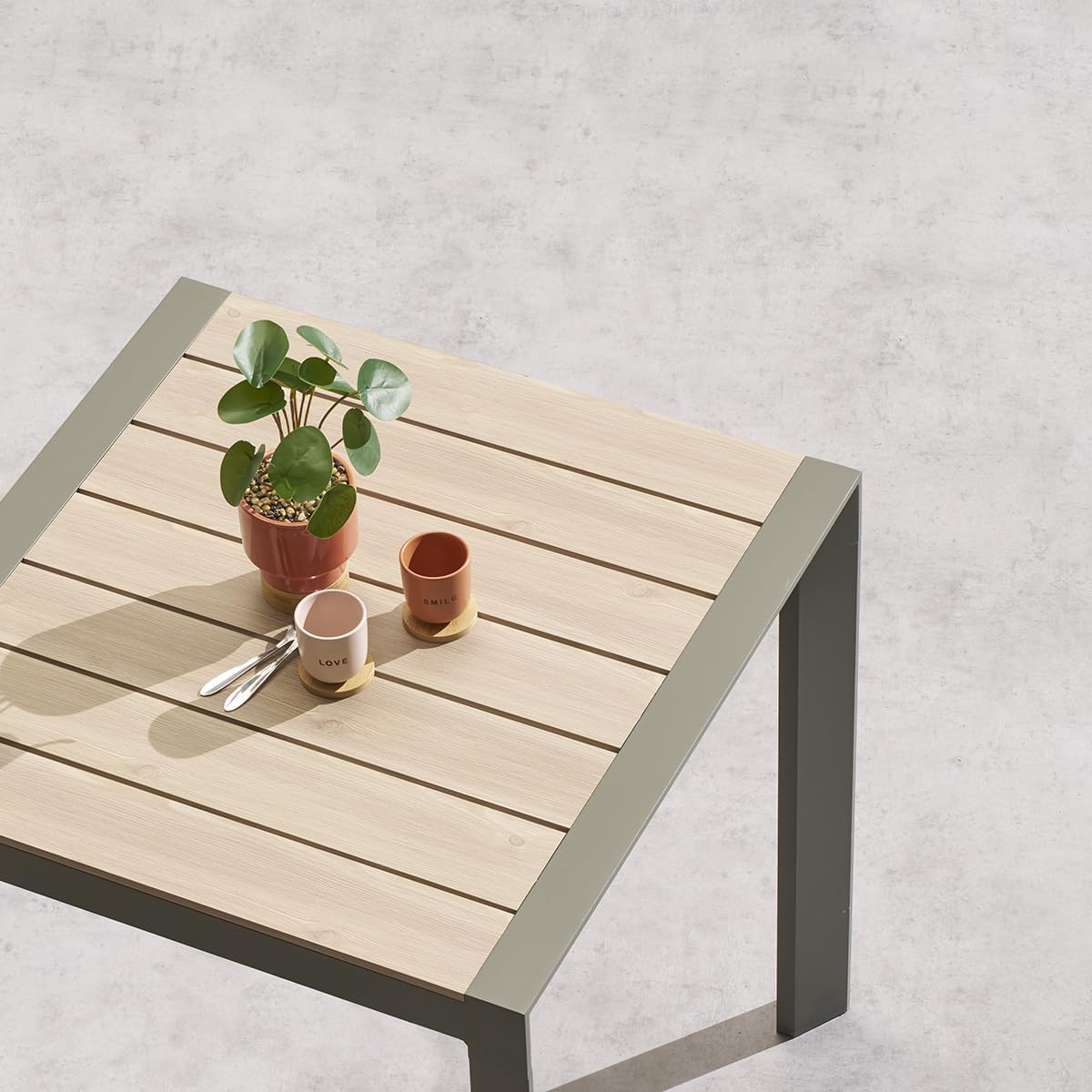 jardinito - Evasion 2 places - aluminium, effet bois, Lin/Vert Laurier