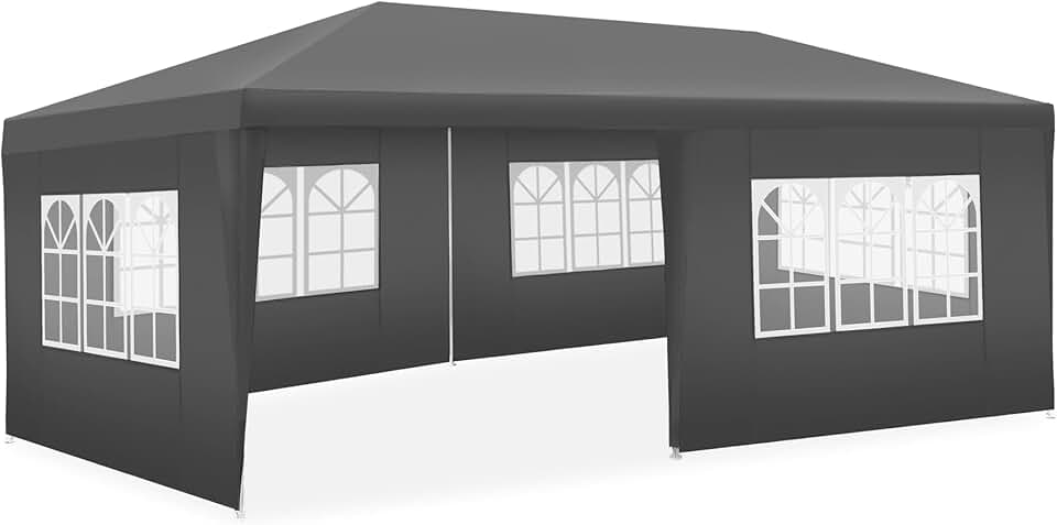 jardinito® Tonnelle de Jardin Exterieur 6x3m Tente de Reception Protection UV 30+, Barnum Chapiteau Gazebo Pavillon de Jardin, résistant à l'eau avec Parois Amovibles, Cadre Robuste en Acier époxy