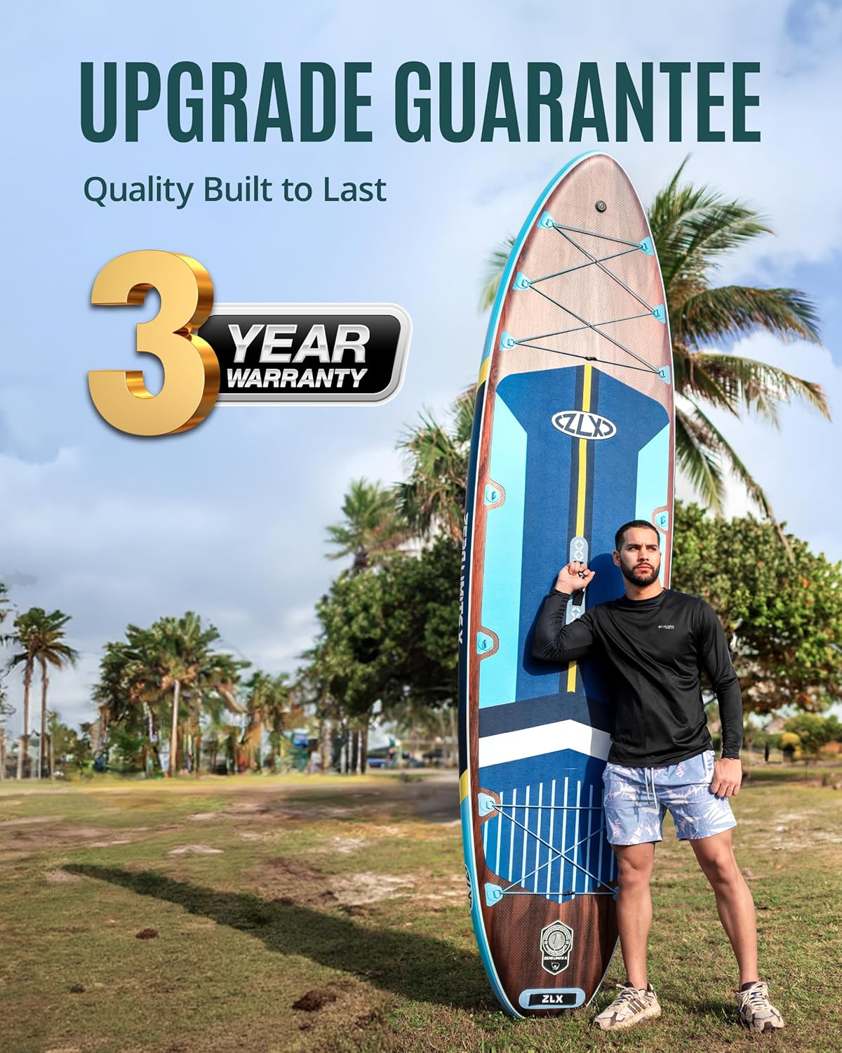 ZLX - Paddle gonflable extra large 350x89 cm, stable, antidérapant, aileron amélioré, siège SUP350