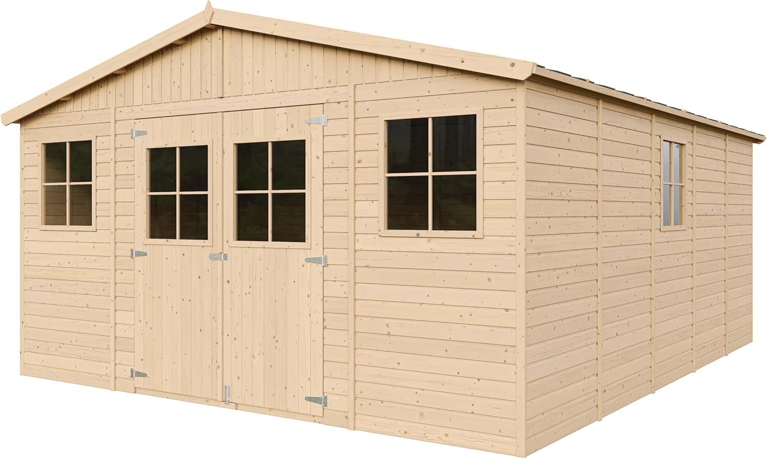 Abri de Jardin en Bois Exterieur avec Les PLANCHERS IMPRÉGNÉ- Maison de Jardin en Pin/épicéa-H246x418x522 cm/20 m²-Construction de Panneaux- Rangement pour vélos, Remise à Outils-jardinito M333 +M333G