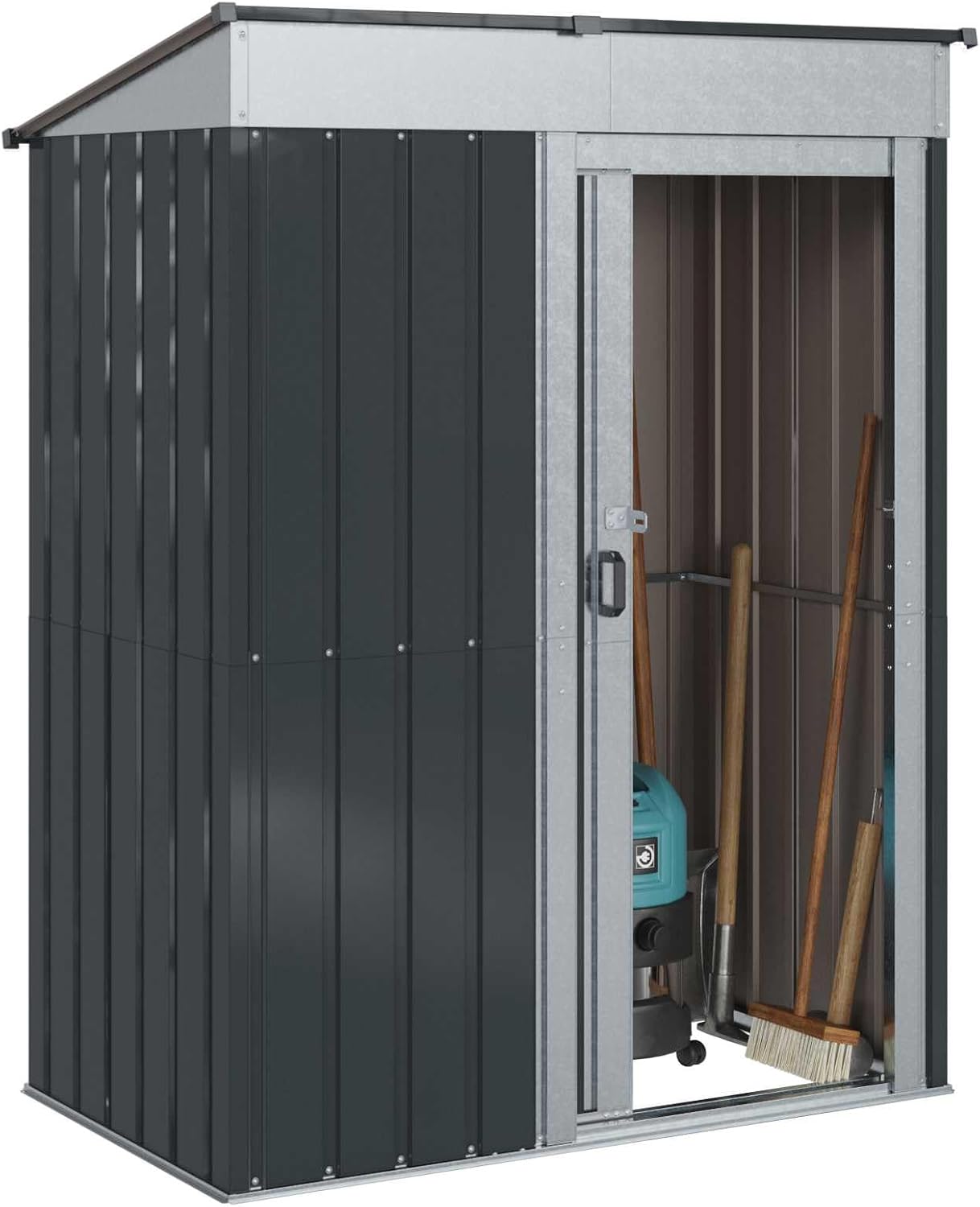 Abri de jardin métal anthracite 137x81x180cm, résistant, verrouillable