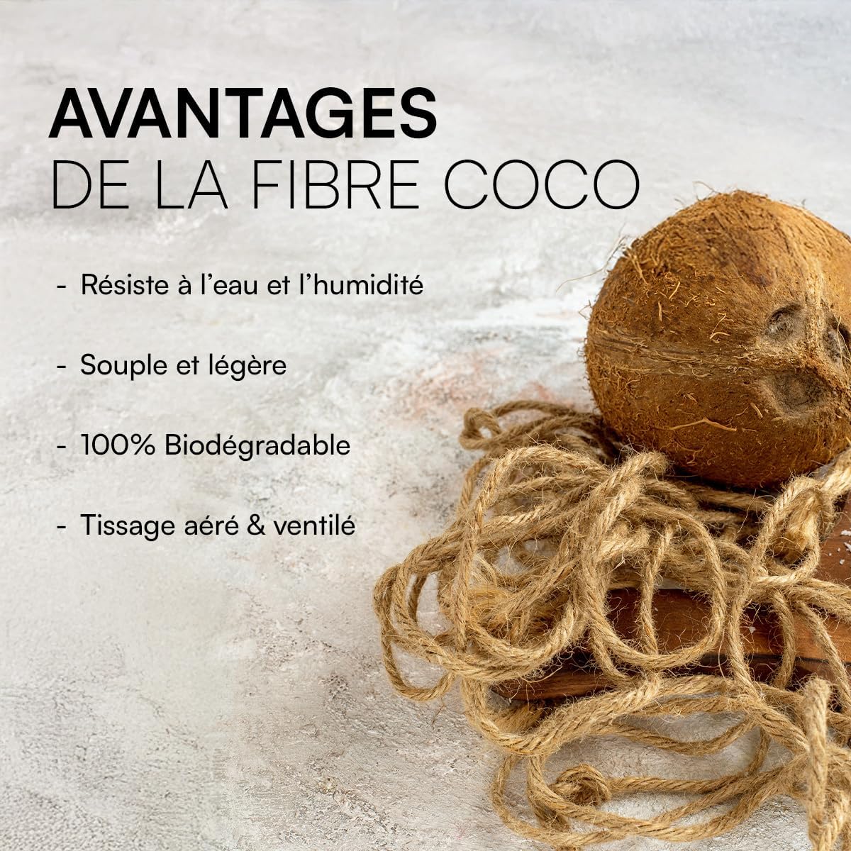 Toile d'ombrage - fibre coco écologique - 3x4m rectangulaire - protection solaire