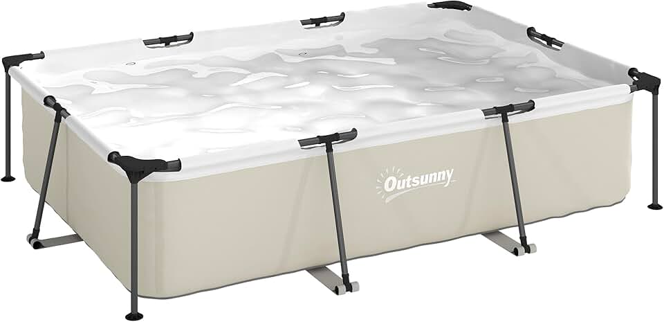 jardinito - Piscine tubulaire rectangulaire - 316x238x66,5 cm - pompe de filtration, PVC triple couche, structure antirou