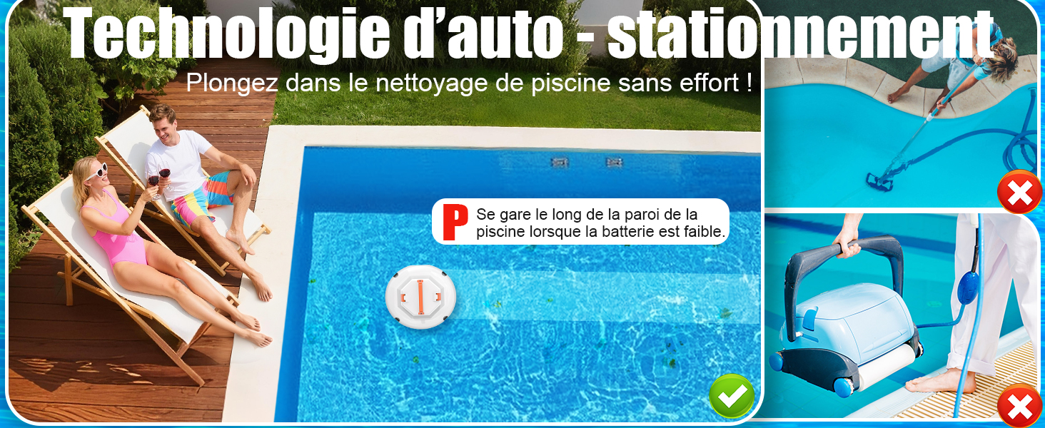 Robot aspirateur de Piscine sans Fil pour Piscine Hors Sol Nettoyeur de Piscine Automatique