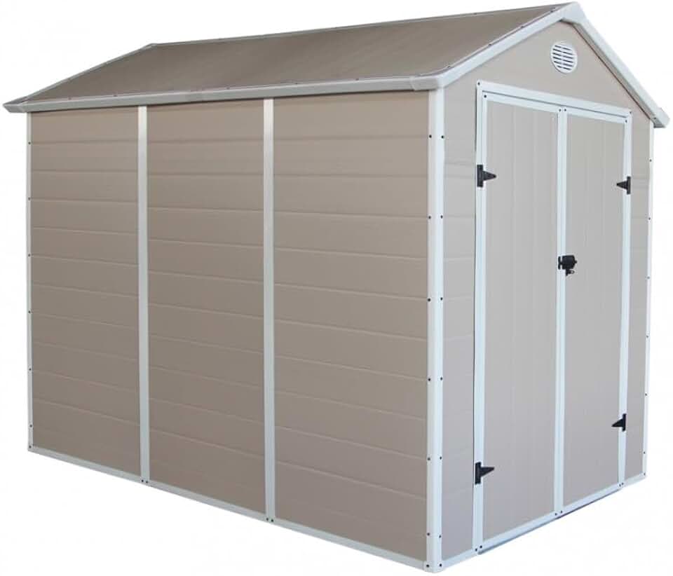 jardinito - Abri Jardin Résine - 5,32m² - acier, porte double, fenêtre, 226cm