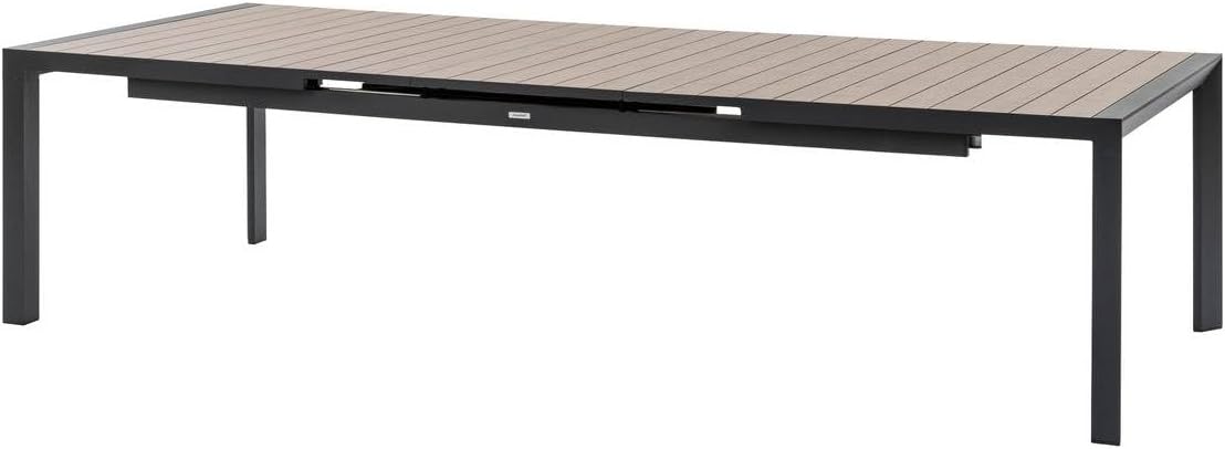 jardinito - Evasion - grande table extensible 14 places - aluminium effet bois, rallonge, extérieur