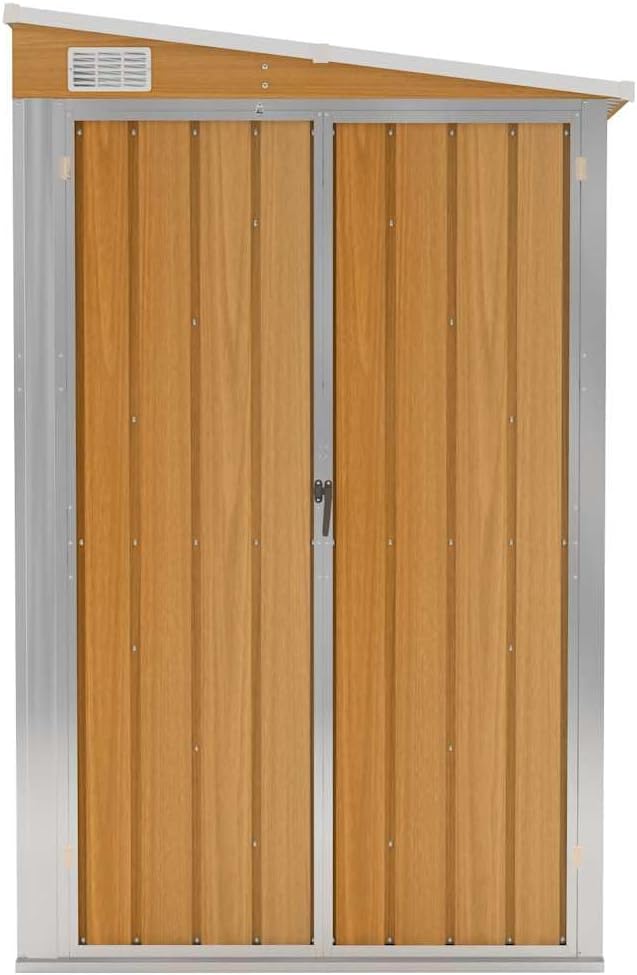 jardinito Abri de Jardin Mural Marron 118x194x178 cm Acier galvanisé,Structures extérieures, Cabanes & abris de Jardin,316224