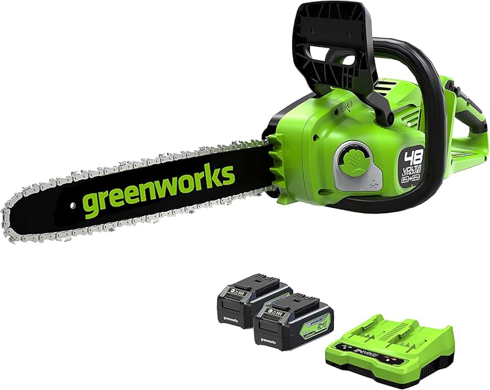 jardinito - Tronçonneuse sans fil série 48V - 35cm - moteur sans balais, vitesse 20m/s, 2 batteries 24V 4Ah, graisseur 