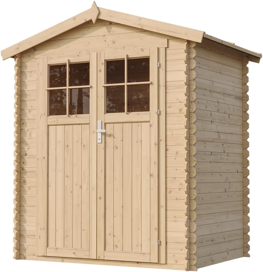 Abri de Jardin en Bois avec Sol TRAITÉ - Stockage extérieur I196xL136xH218 cm/ 1.98 m2 Petit abri à Outils, Local à vélos - jardinito M367F+M367G