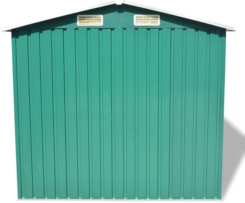 Abri de stockage métal - 204x132x186 cm - rangement jardin vert