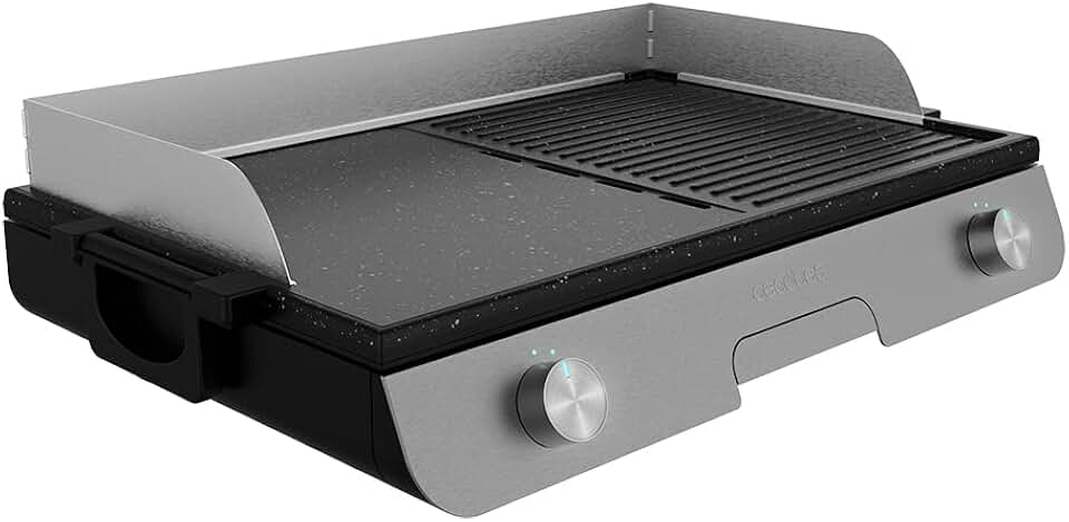 jardinito - PerfectRoast 3000 - barbecue inox - 3000W, surface mixte, Rockstone antiadhésif, thermostat, bac graisse 03182