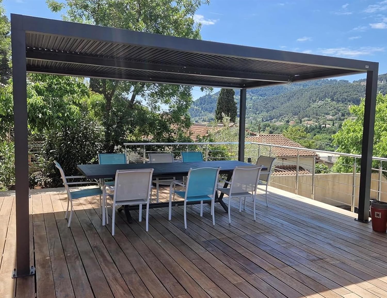 jardinito - pergola bioclimatique - 4,8x3,68m - aluminium, stores, lames orientables