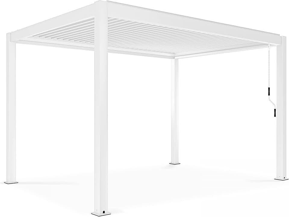 jardinito - Pergola bioclimatique autoportée blanche - 3x4m - résistance météo