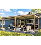 jardinito Pergola Bioclimatique en Effet Bois Aluminium 3,5 x 5,5 m, Tonnelle de Jardin Extérie...