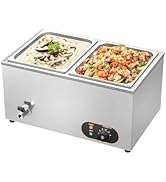 jardinito Bain Marie Électrique en Acier Inoxydable, Température réglable, 2X 1/2 GN Récipients ave...