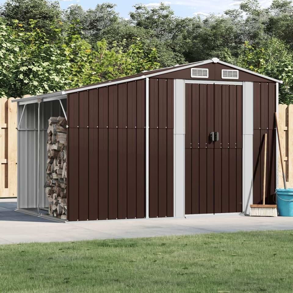 jardinito - abri de jardin acier galvanisé marron 277x192,5x179 cm