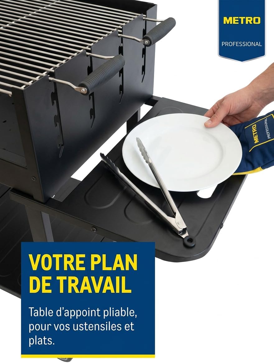 METRO - Barbecue DELUXE - 137x68x94 cm - housse, tablette, acier inox