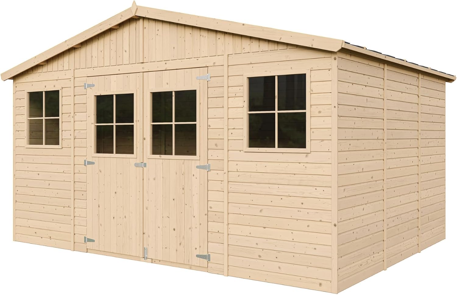 Abri de Jardin en Bois Exterieur avec Plancher IMPRÉGNÉ- Chalet en Pin/épicéa-H246x418x320 cm/12 m²- Construction de Panneaux - Rangement pour vélos, Remise à Outils- jardinito M331+M331G