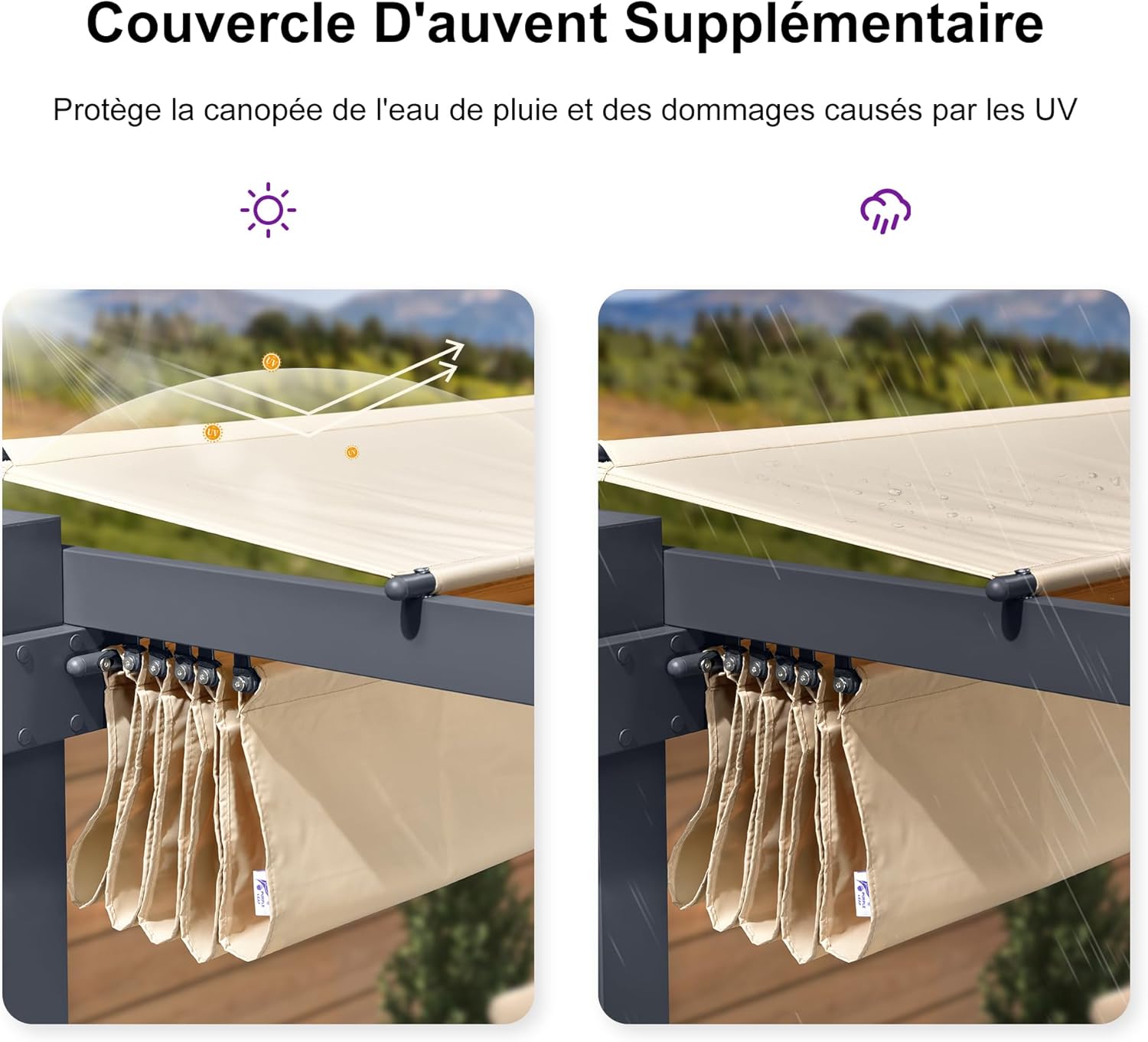 jardinito - Pergola Kaki - 4x3m aluminium, toit rétractable, imperméable