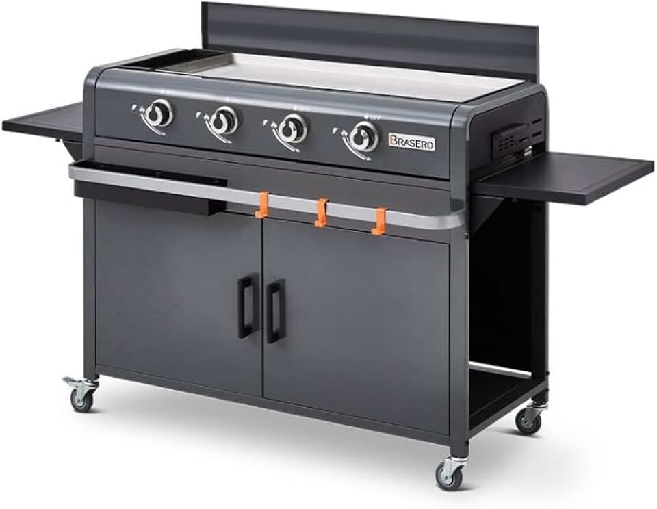jardinito - Plancha Lola sur chariot, 88x35,5cm, 4 brûleurs gaz, 9,6kW