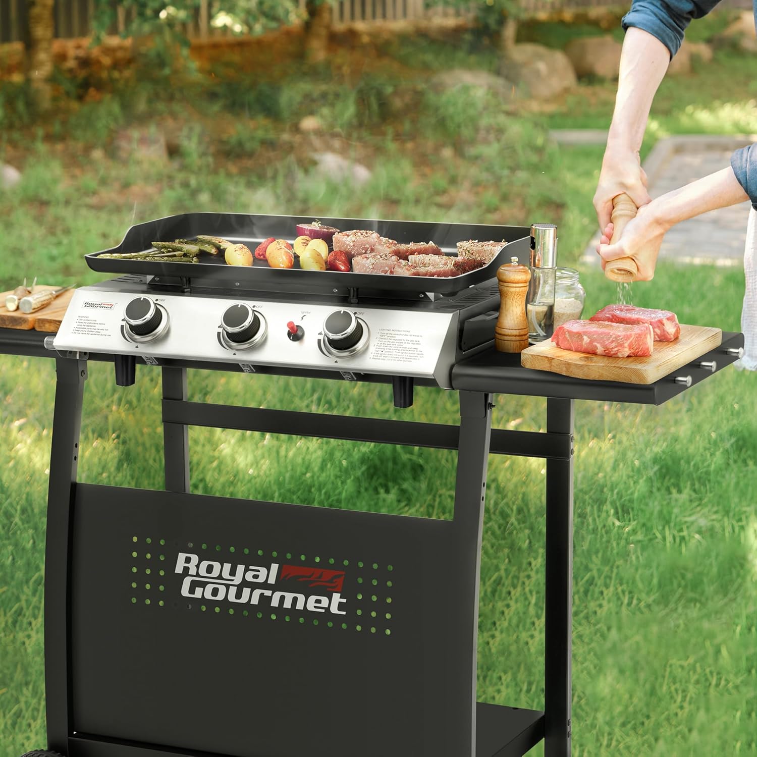 jardinito - Plancha sur chariot 62x35,5cm - 3 brûleurs puissants 7,5kW