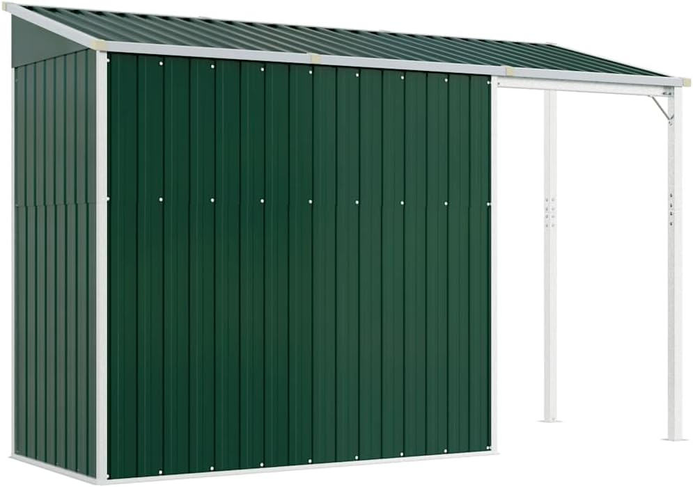 jardinito Abri de Jardin avec Toit prolongé Vert 277x107x181 cm Acier, Maison & Jardin, Pelouses & Jardins, Vie en extérieur, Structures extérieures, Cabanes & abris de Jardin, Vert, (Poids 41.56KG)