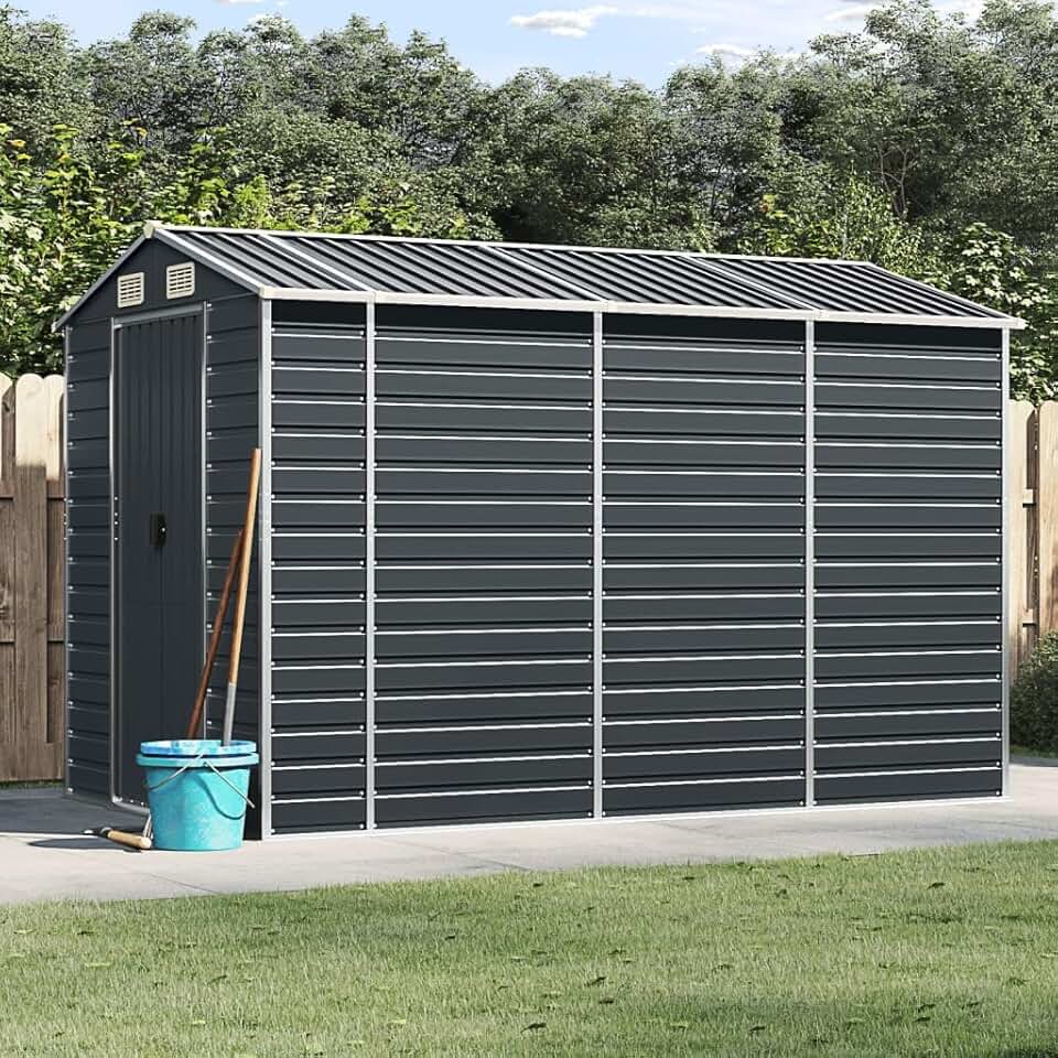 jardinito Abri de Jardin Anthracite 191x300x198 cm Acier galvanisé,Abris De Jardin,Abri De Stockage pour Jardin,Abri D'Outils De Jardin