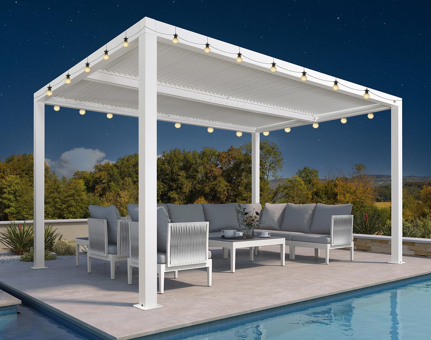 jardinito - Pergola Bioclimatique - 4,24x3m - aluminium, éclairage, lames orientables