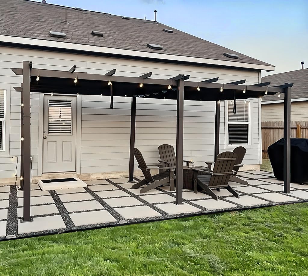 jardinito - pergola aluminium - 5,5x3 m - toit coulissant, tissu teint