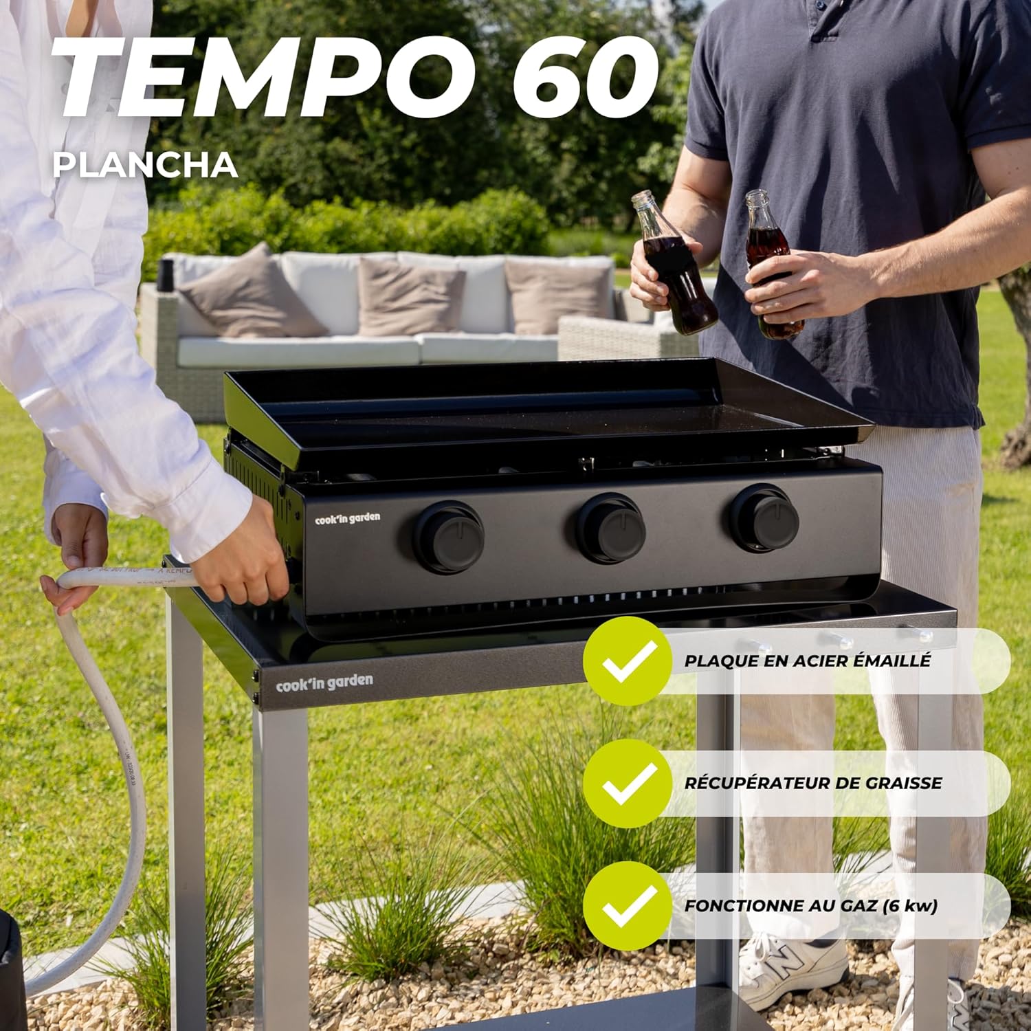 jardinito - Tempo 3 brûleurs - 6 kW - acier émaillé - bac amovible