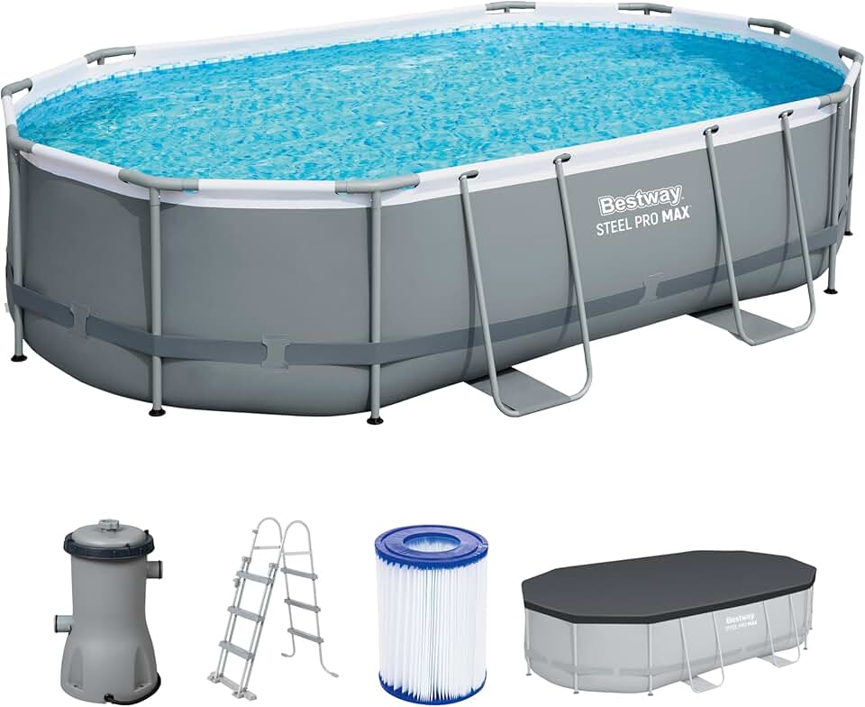 jardinito - Steel Pro Max - 488x305x107 cm - Piscine hors sol gris